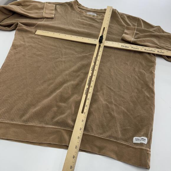 Banks Journal Shirt Mens Large Brown Thermal Waffle Knit Crewneck Long Sleeve - Picture 6 of 6